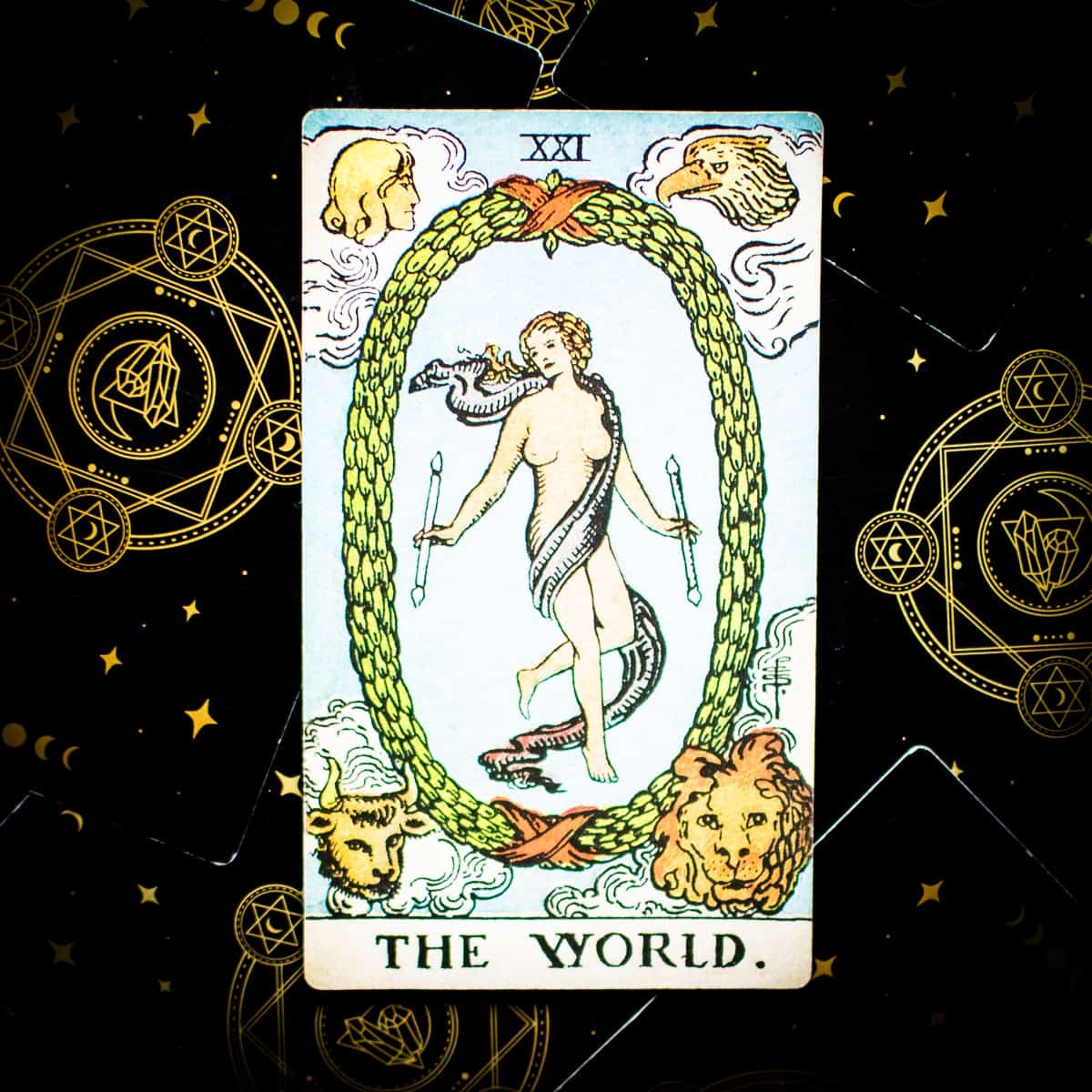 The World card, number 21 in the tarot deck.