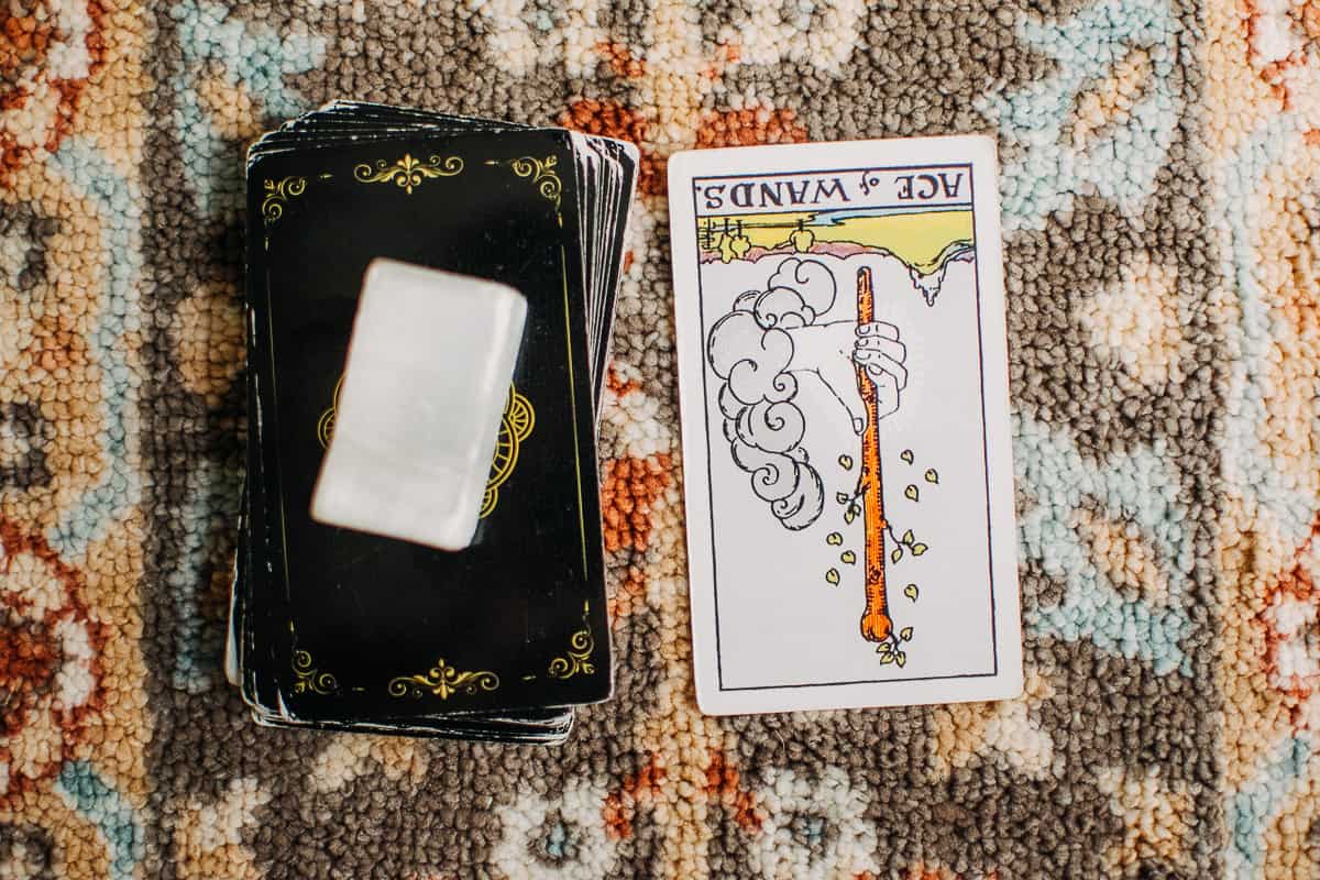 The Ace of Wands card in the reversed position.