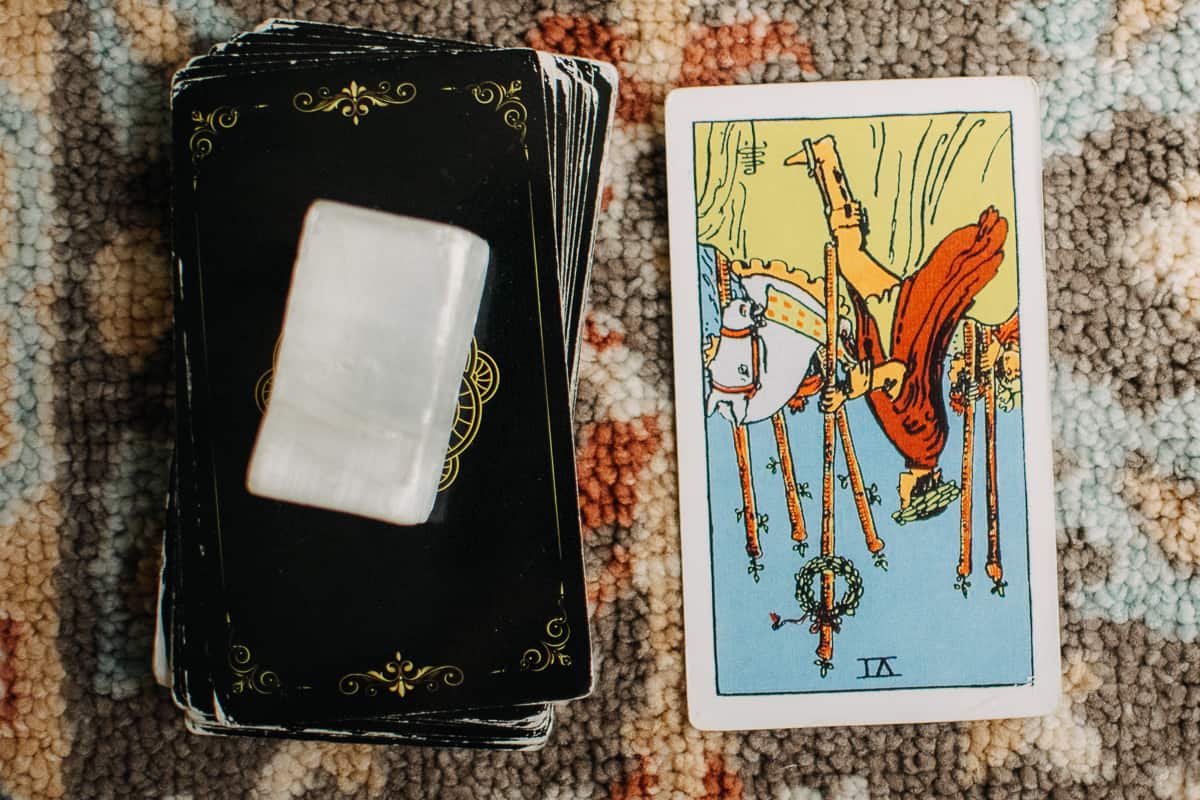 The Six of Wands tarot card in the reversed position.